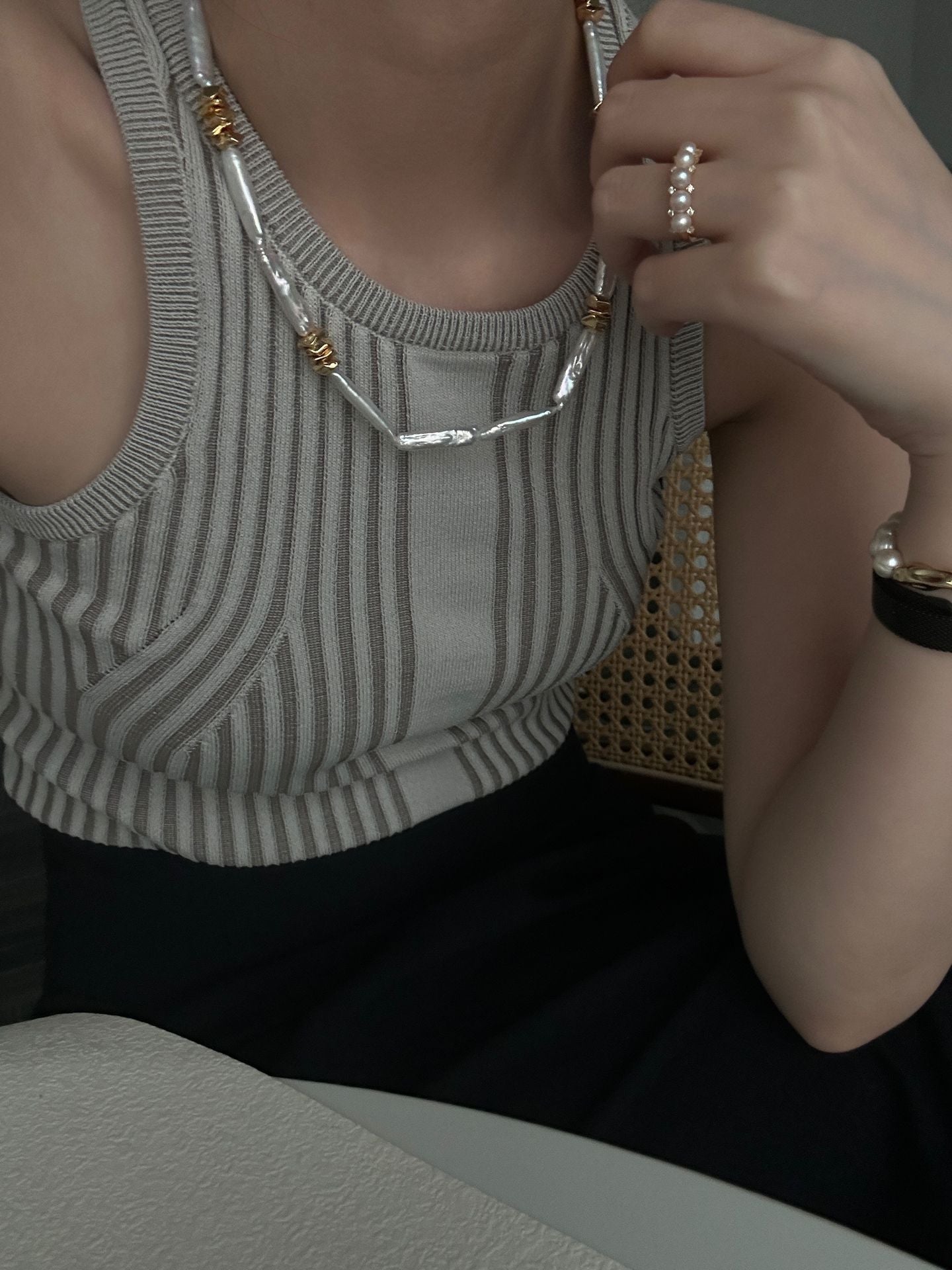 Metallic Baroque Pearl Necklace - Lustrous Irregular Pearl Strand