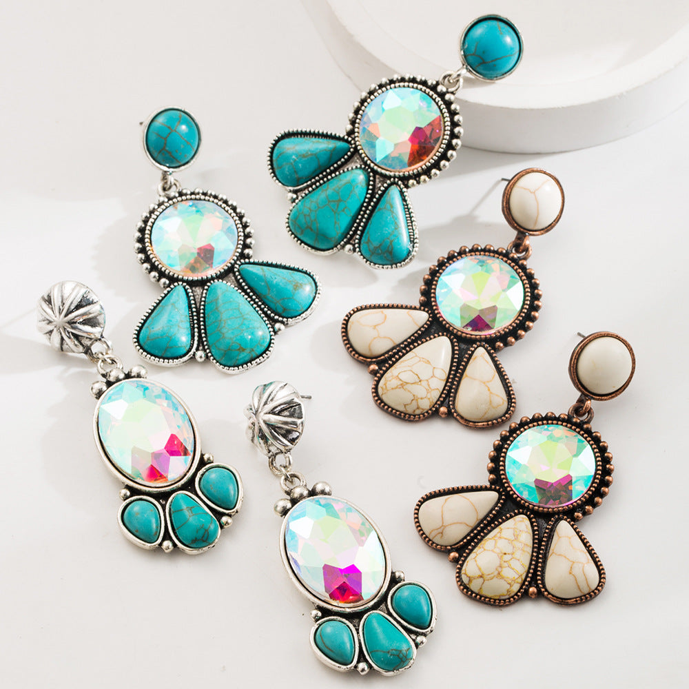 Fashion Retro Bohemian Turquoise Stud Earrings
