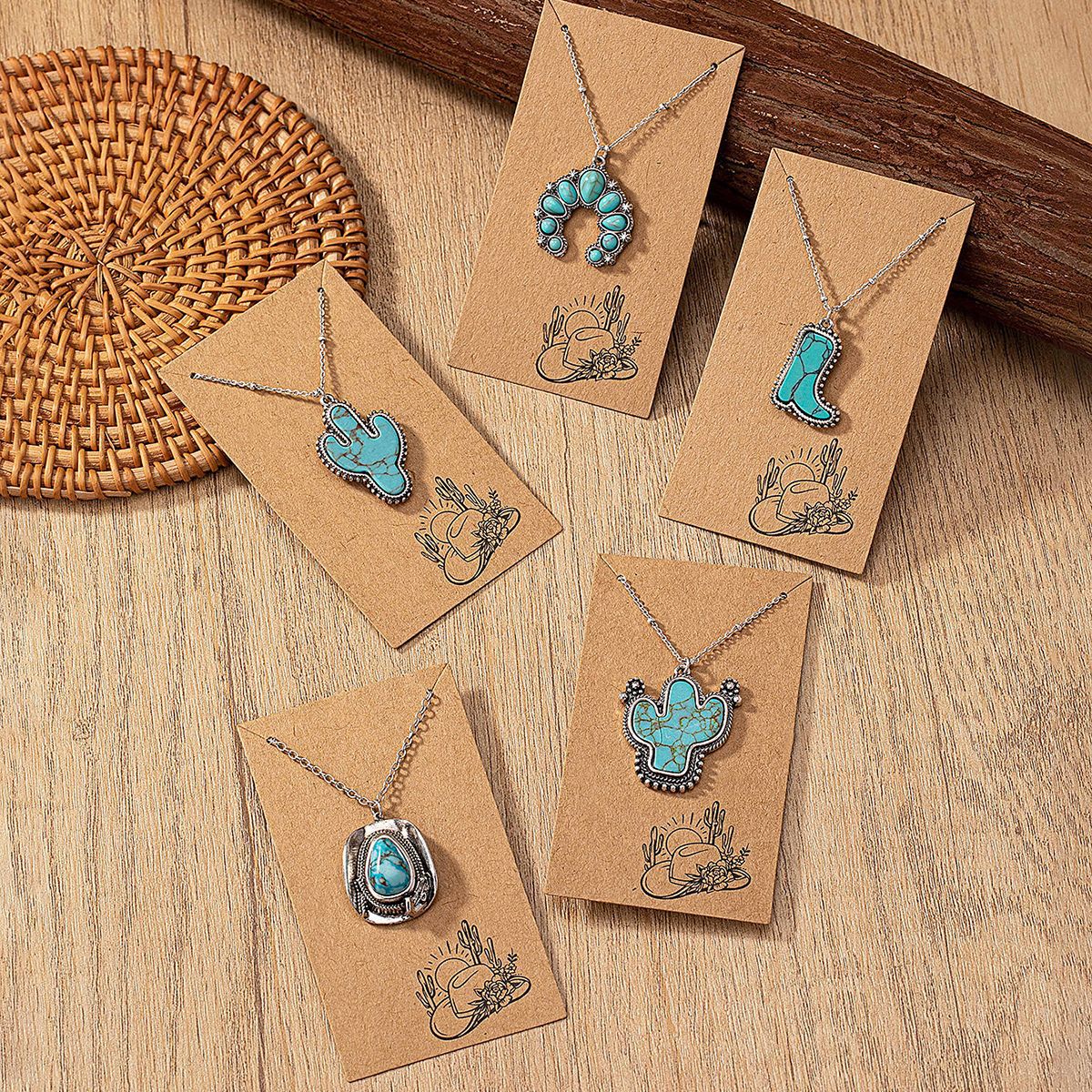 Turquoise Cactus Hat Pendant Necklace