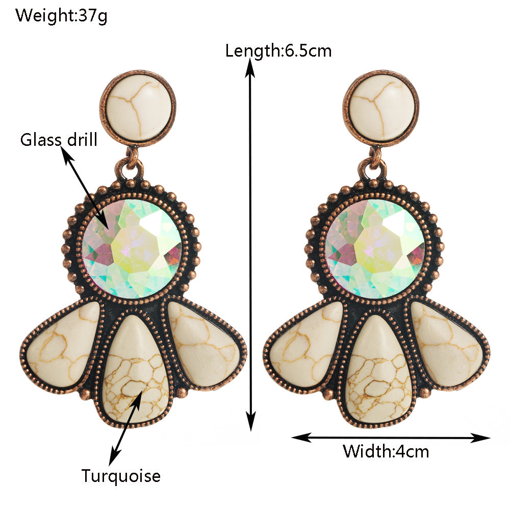 Fashion Retro Bohemian Turquoise Stud Earrings