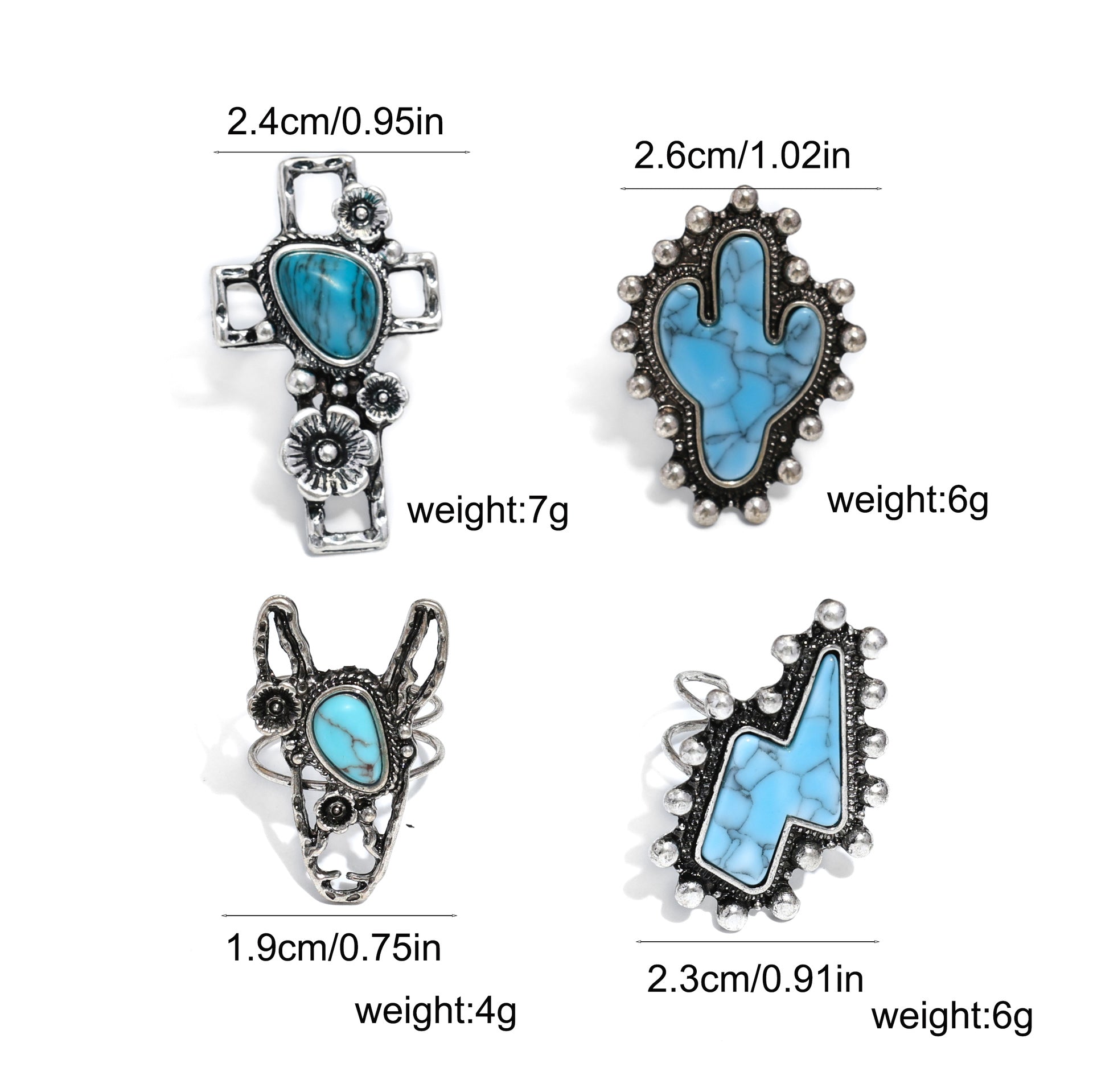 Western-style Turquoise Decorated Ring