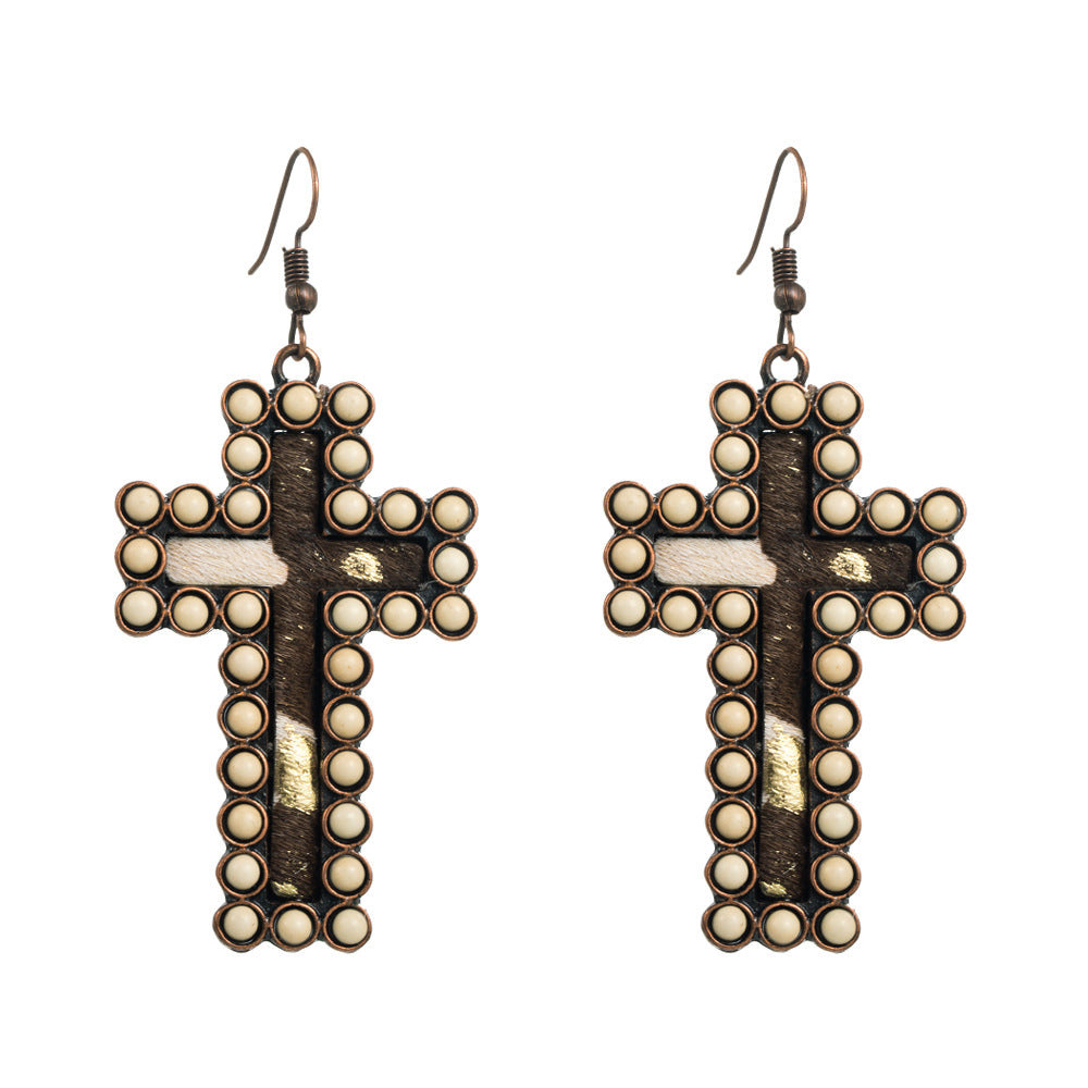 Ethnic-style Alloy Inlaid White Turquoise Earrings