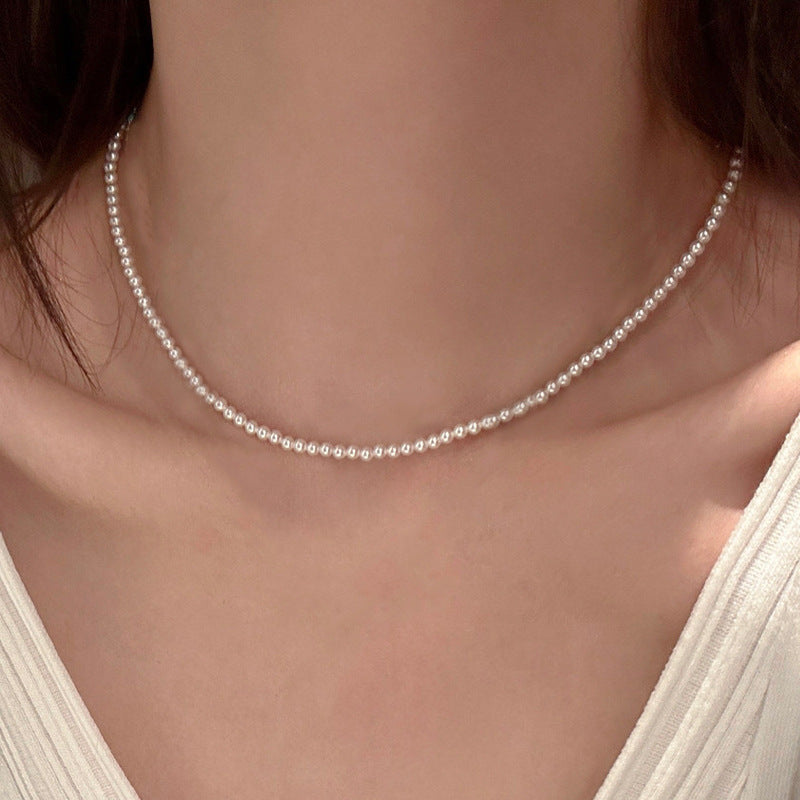 Turquoise and Pearl Layered Necklace with Collarbone Chain