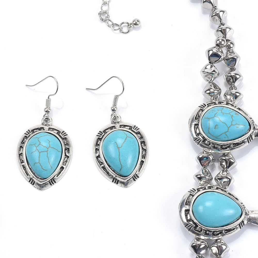 Turquoise Crescent Moon Statement Necklace