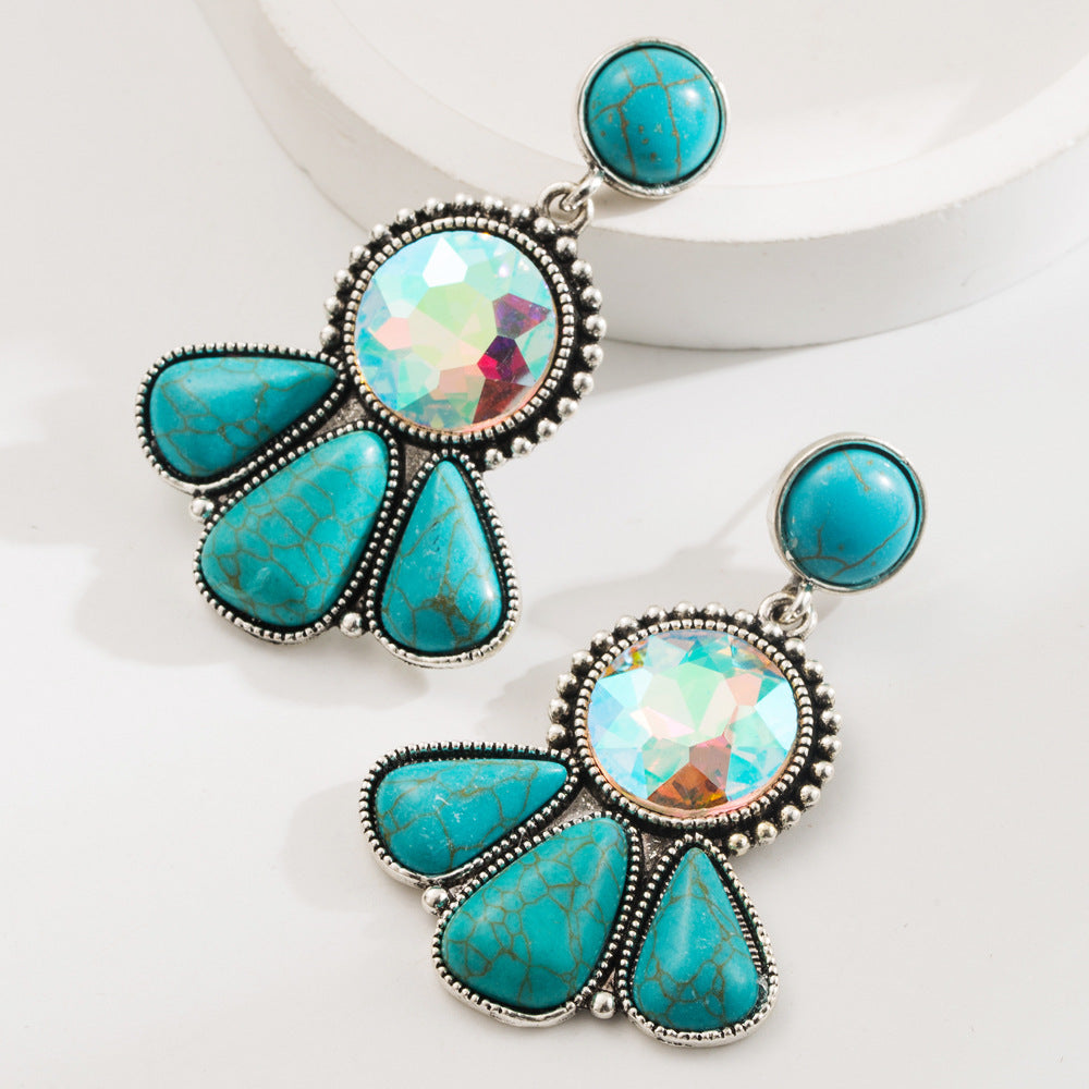 Fashion Retro Bohemian Turquoise Stud Earrings