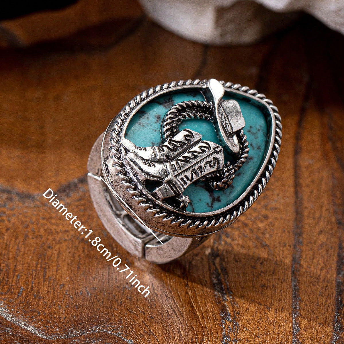 Vintage Denim-style Turquoise Decorated Ring