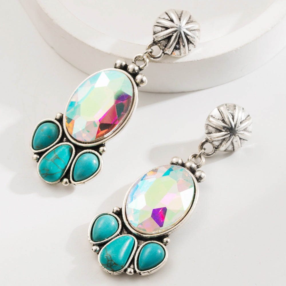 Fashion Retro Bohemian Turquoise Stud Earrings