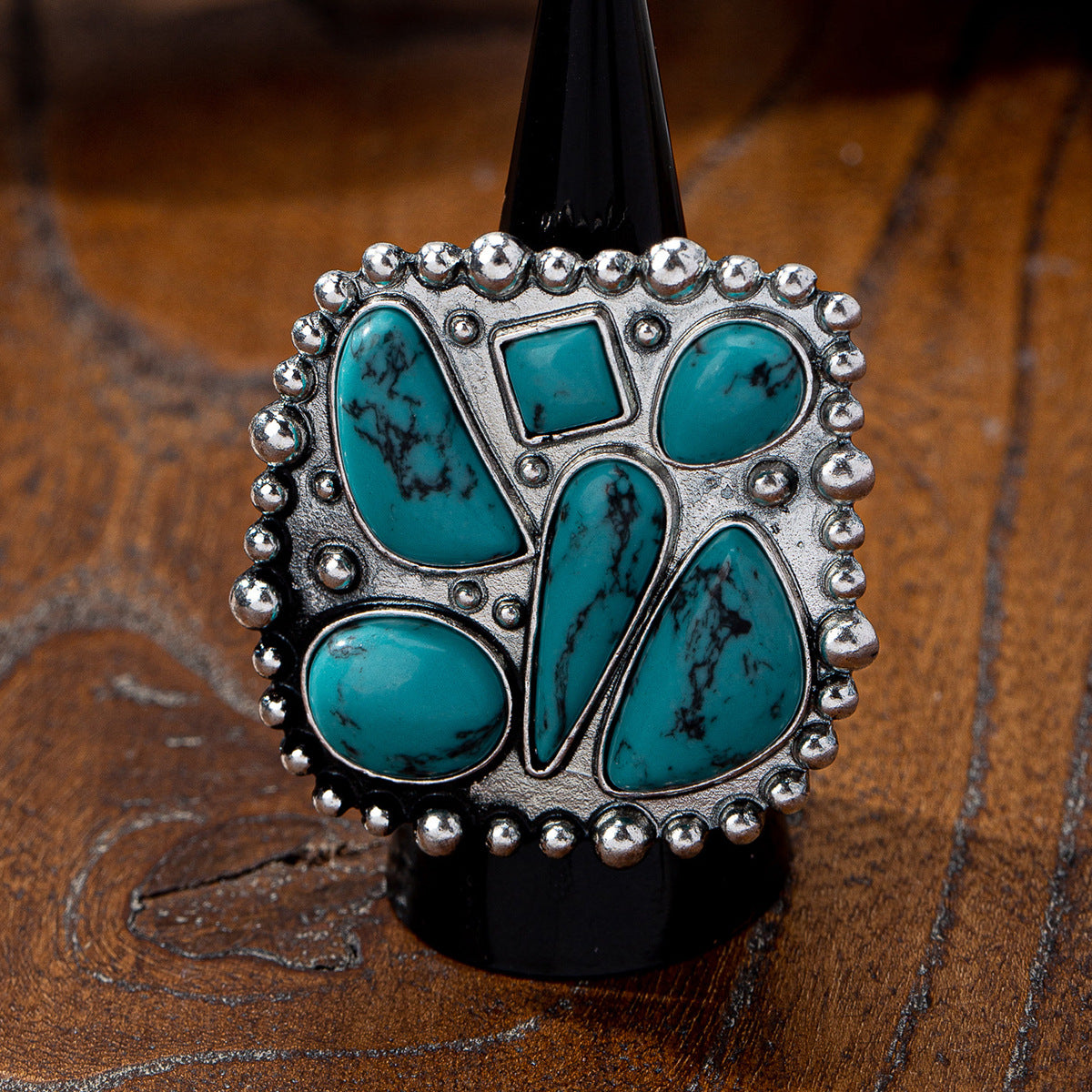 Vintage Denim-style Turquoise Decorated Ring