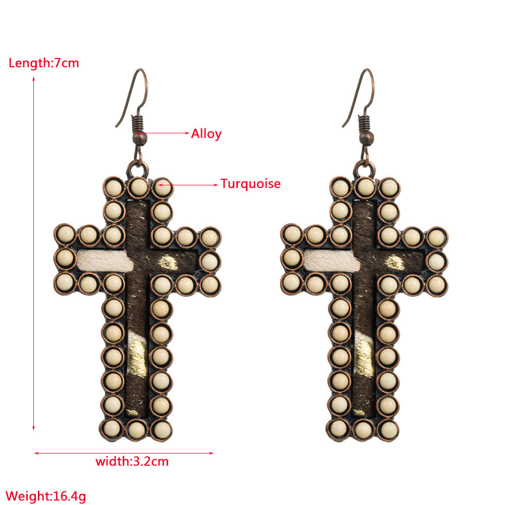 Ethnic-style Alloy Inlaid White Turquoise Earrings