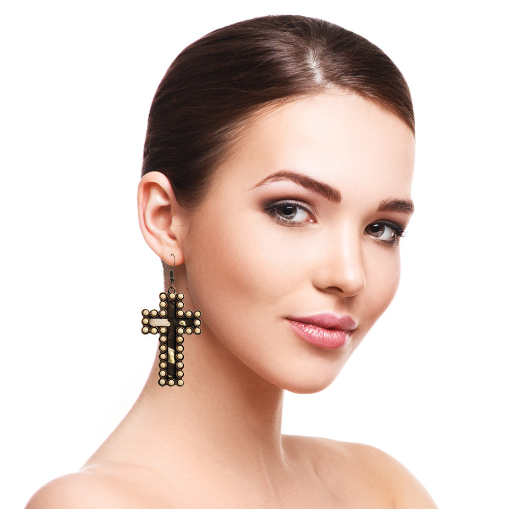 Ethnic-style Alloy Inlaid White Turquoise Earrings