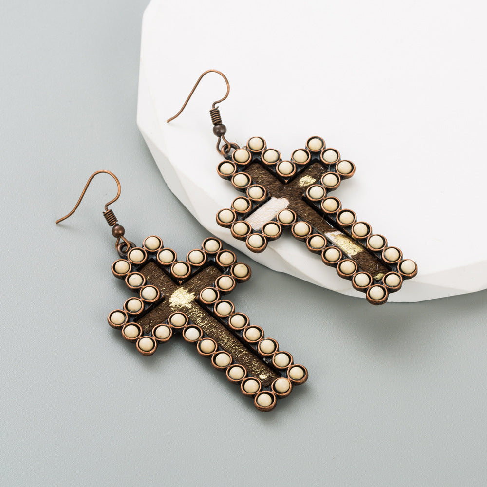 Ethnic-style Alloy Inlaid White Turquoise Earrings