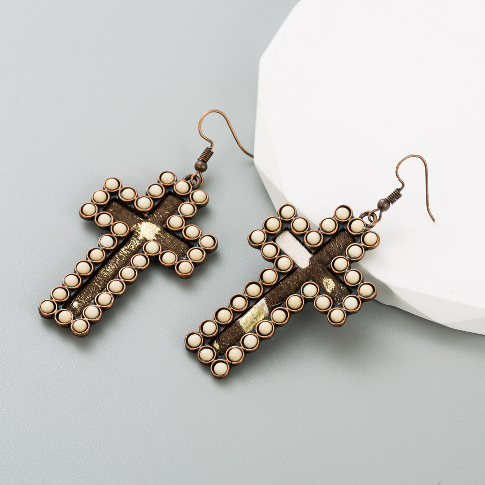 Ethnic-style Alloy Inlaid White Turquoise Earrings