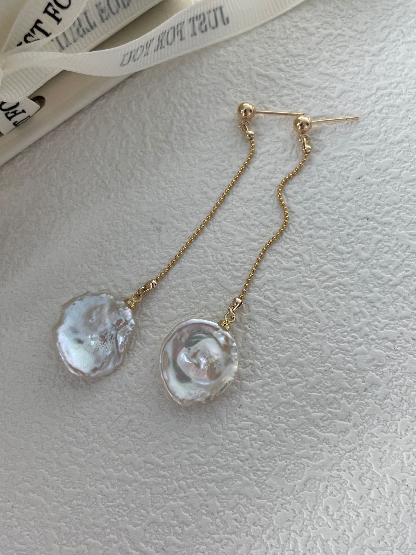 Pearl Petal Long Chain Earrings - Elegant Floral Drop Earrings