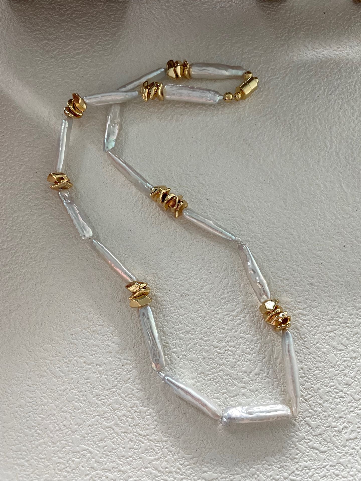 Metallic Baroque Pearl Necklace - Lustrous Irregular Pearl Strand