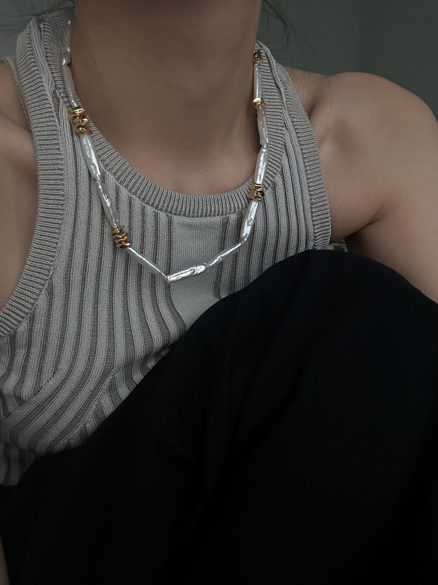 Metallic Baroque Pearl Necklace - Lustrous Irregular Pearl Strand