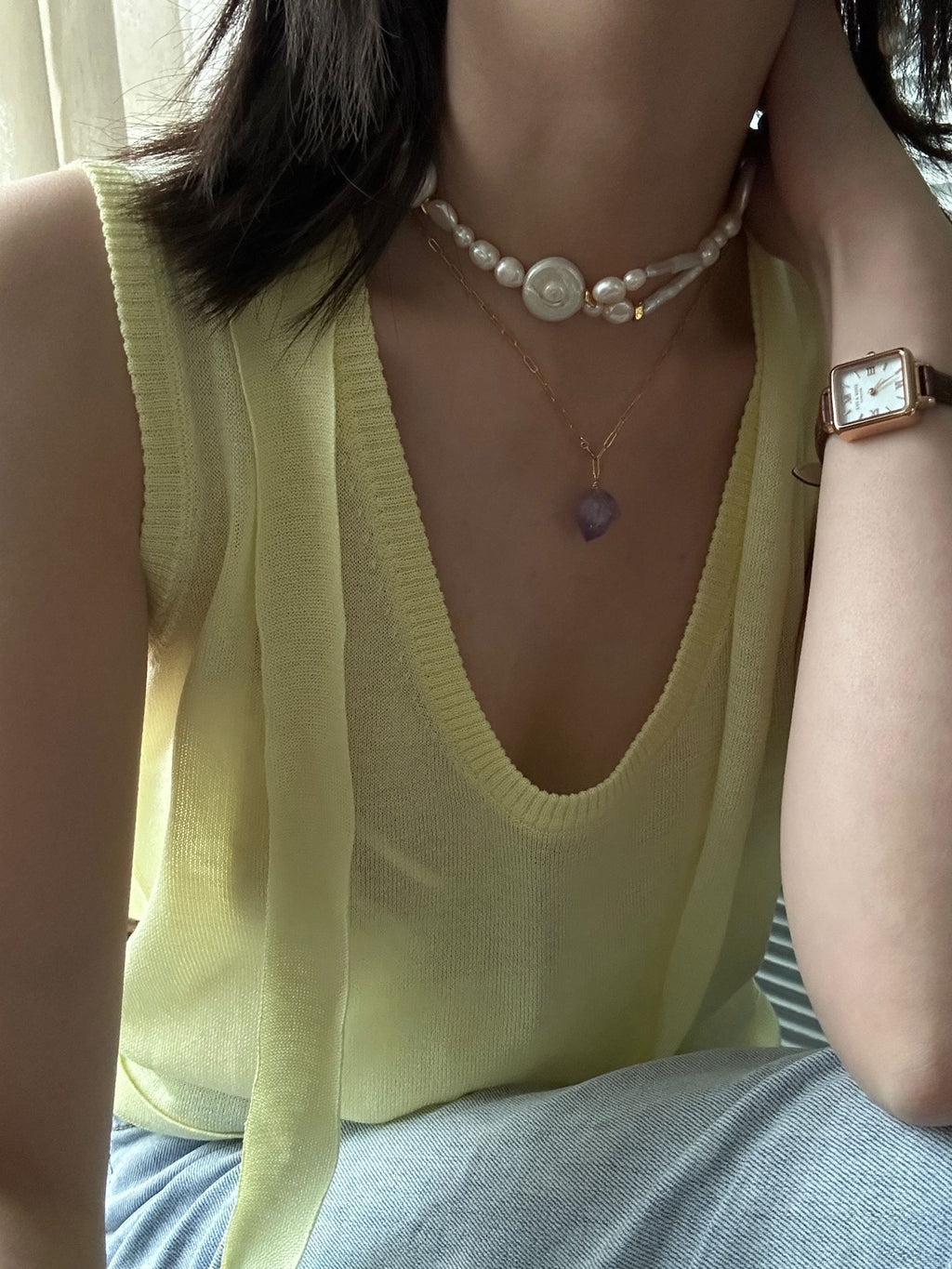 French Pearl Choker - Minimalist Elegant Collarbone Necklace