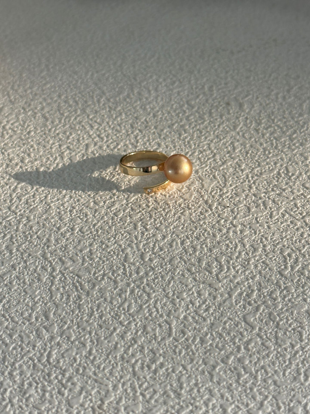 Natural Pearl Gold Ring - Elegant Adjustable Open Ring