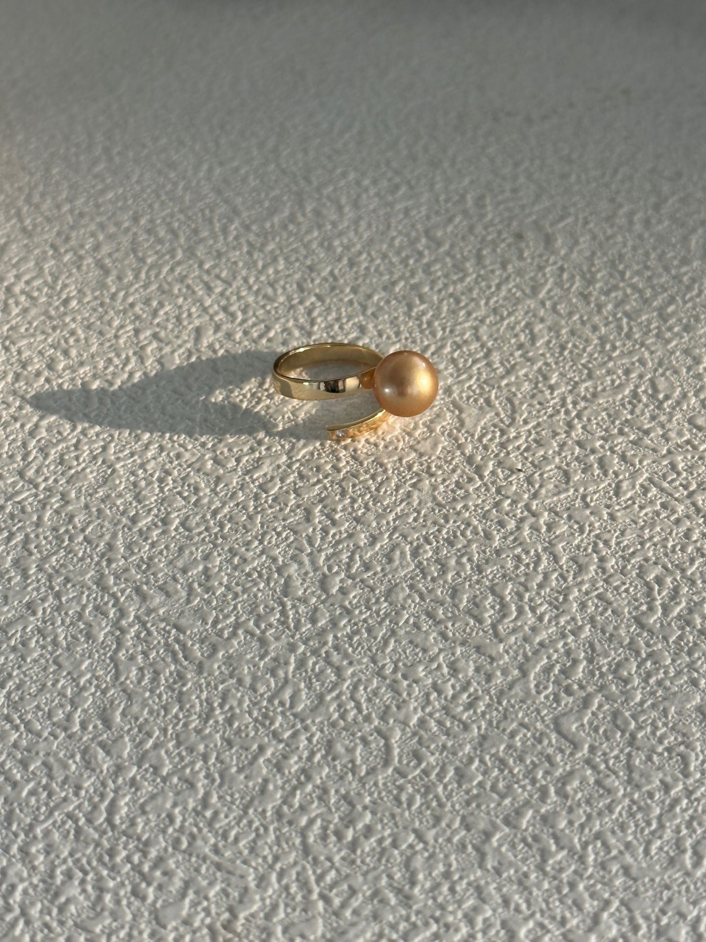 Natural Pearl Gold Ring - Elegant Adjustable Open Ring
