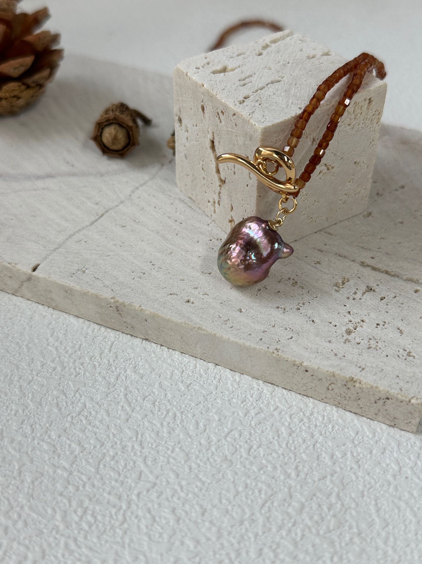 Rhodolite Rainbow Mini Bar Necklace