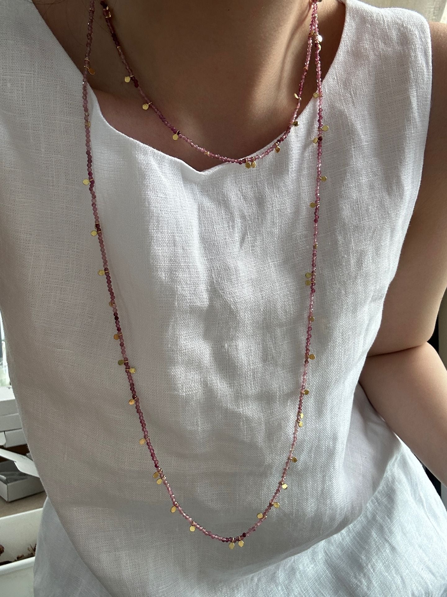 Pink Tourmaline Single Layer Necklace