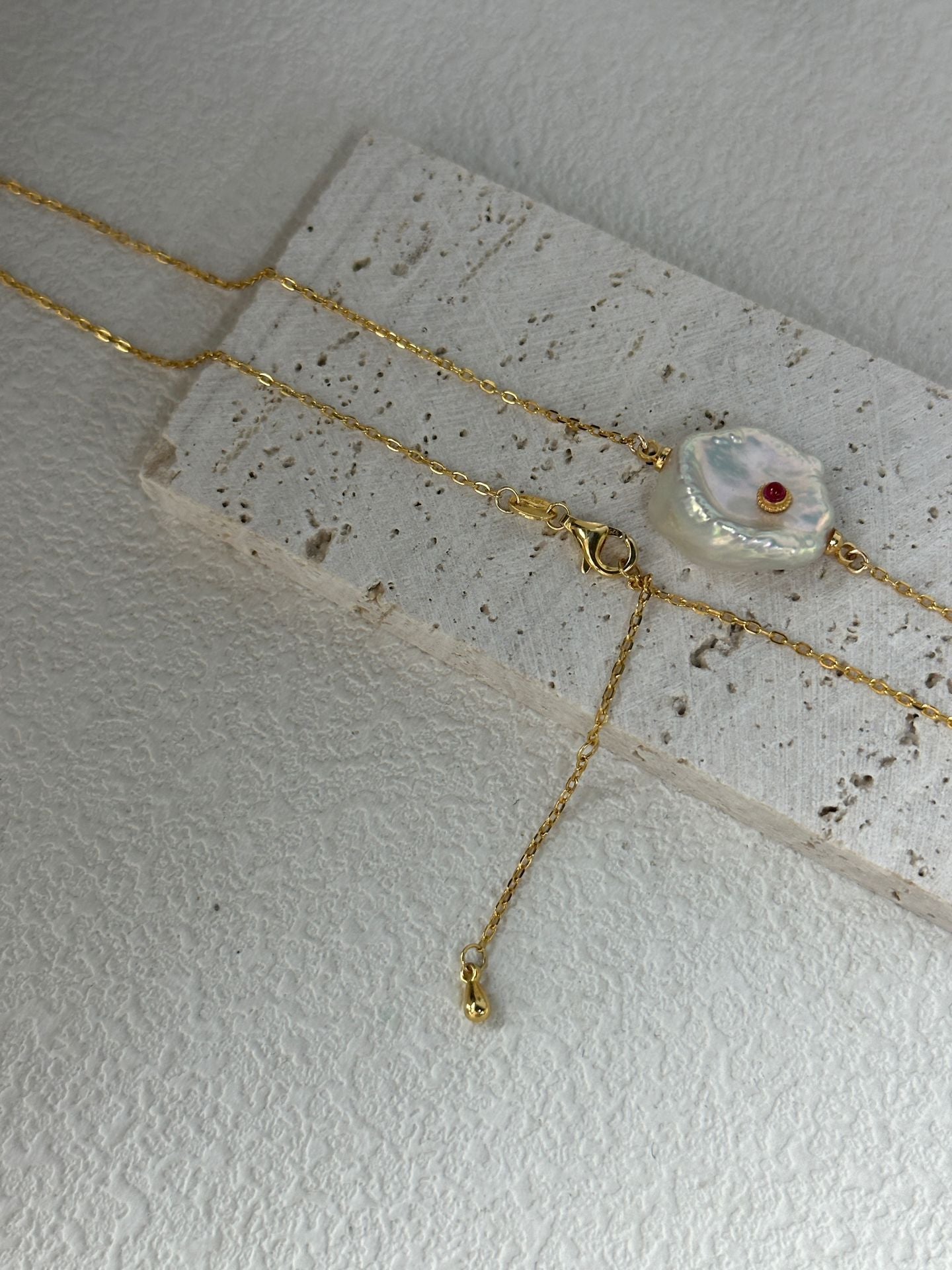 Ruby-inlaid Petal Necklace