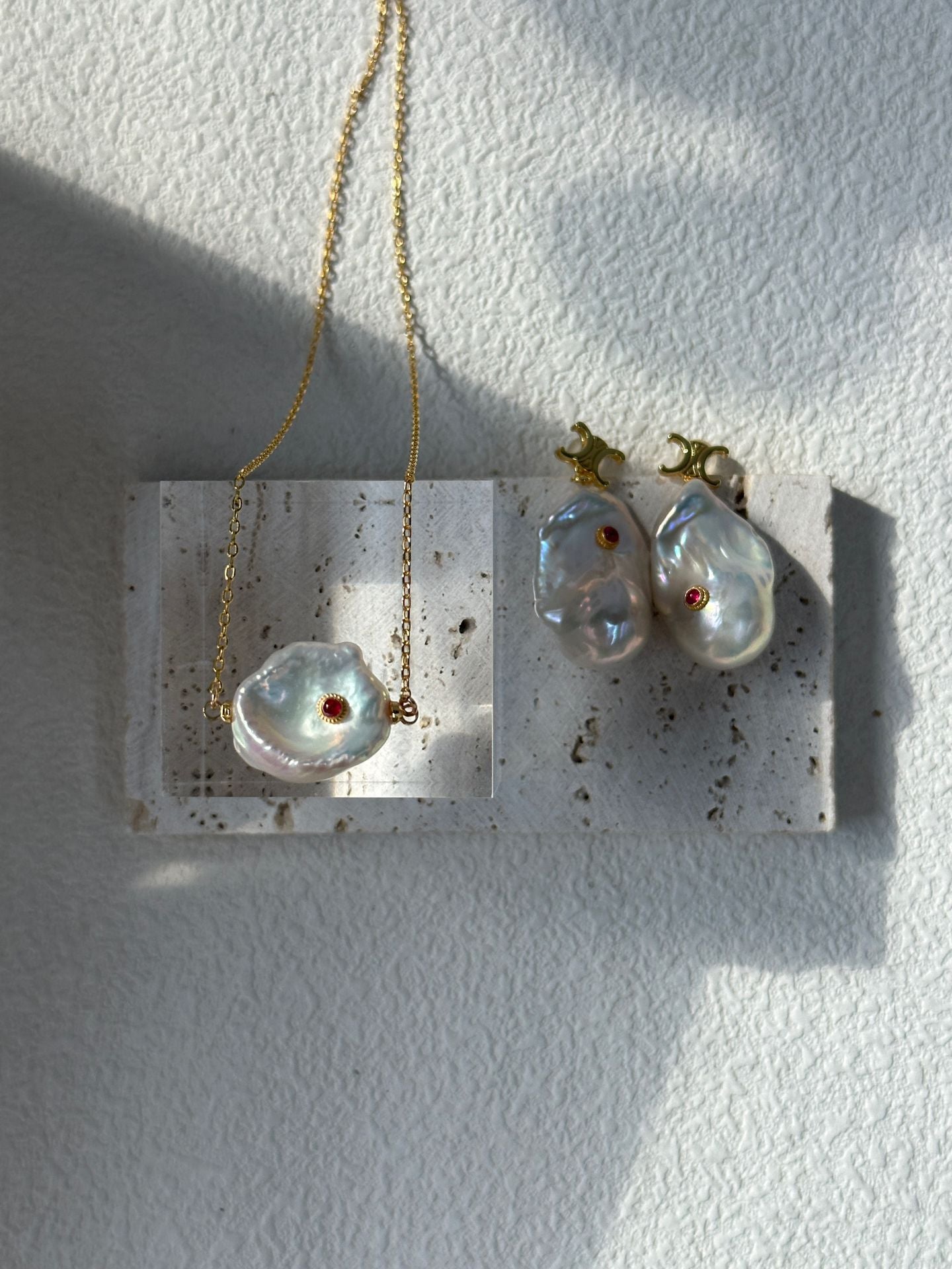 Ruby-inlaid Petal Necklace