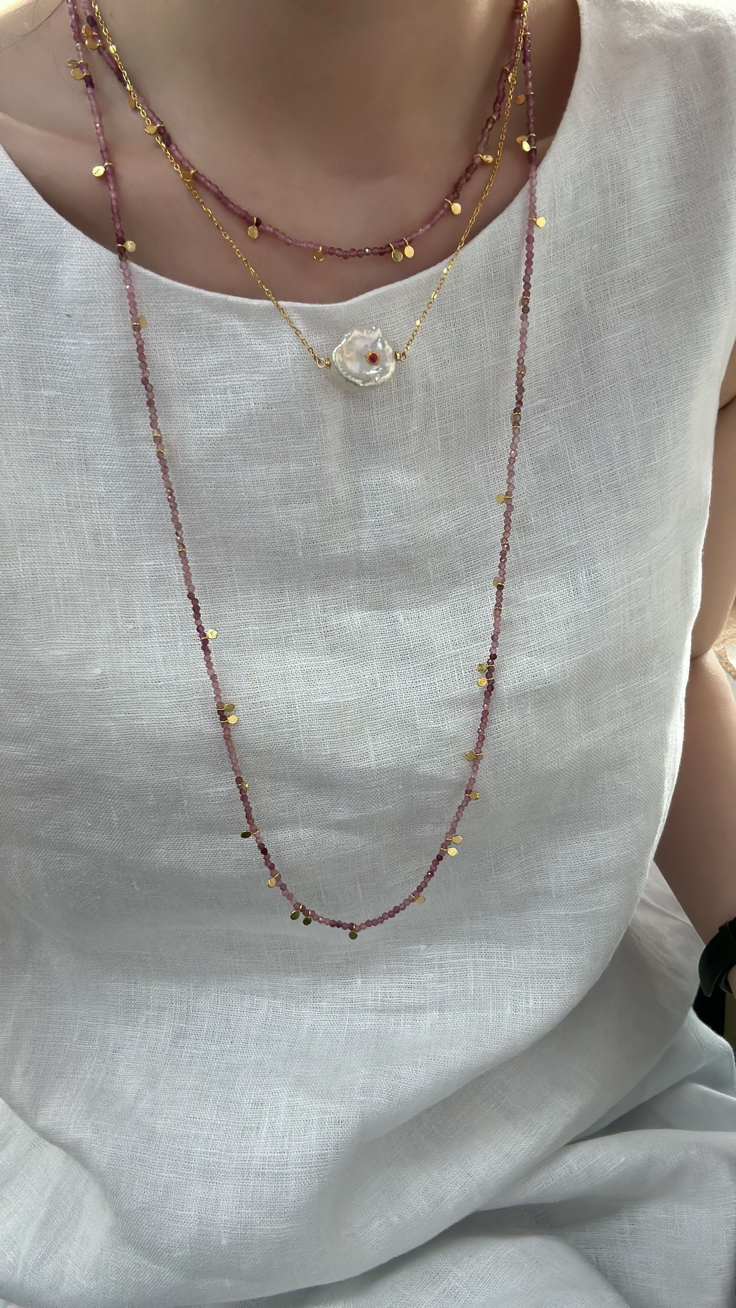 Ruby-inlaid Petal Necklace
