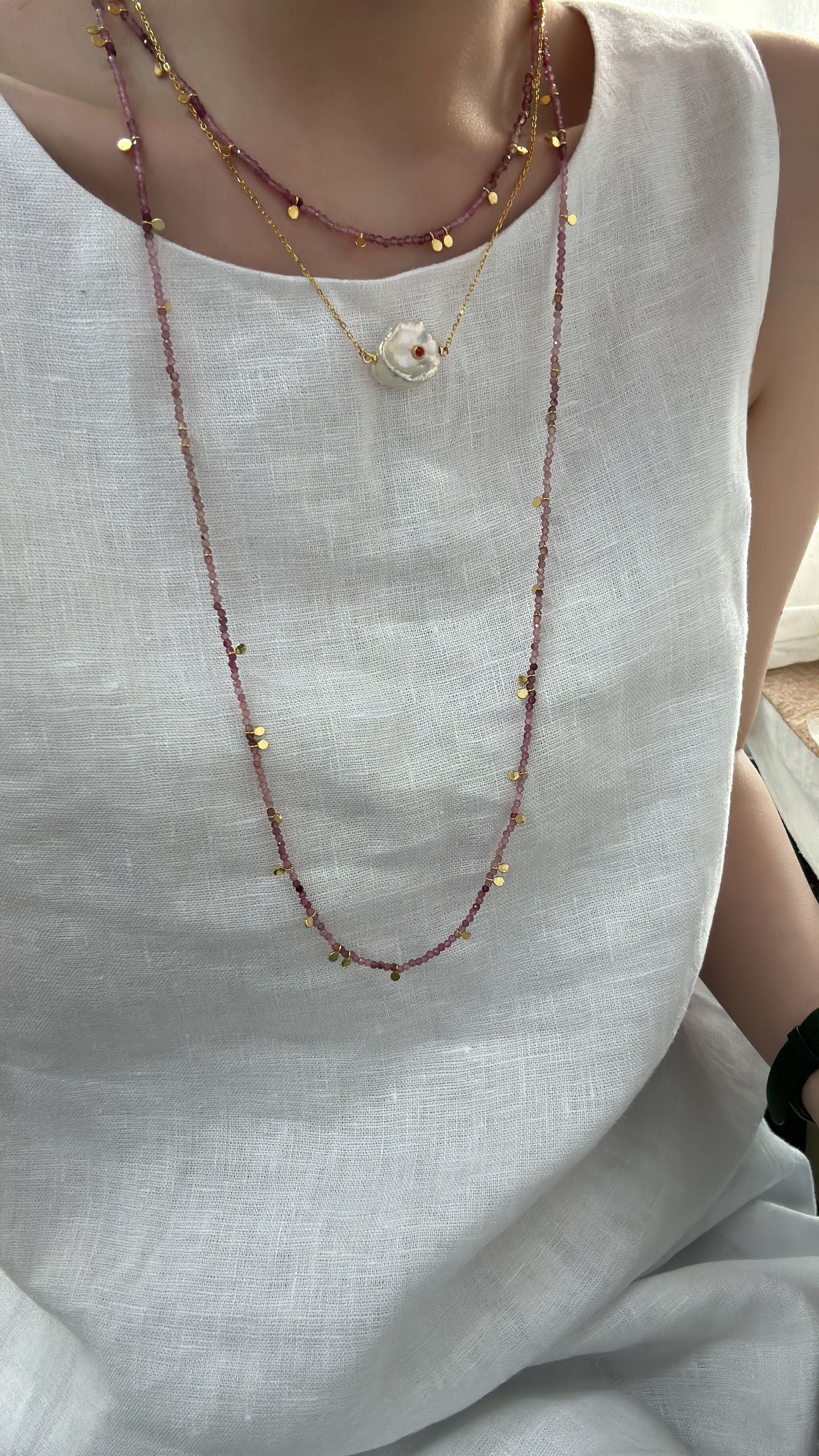 Ruby-inlaid Petal Necklace