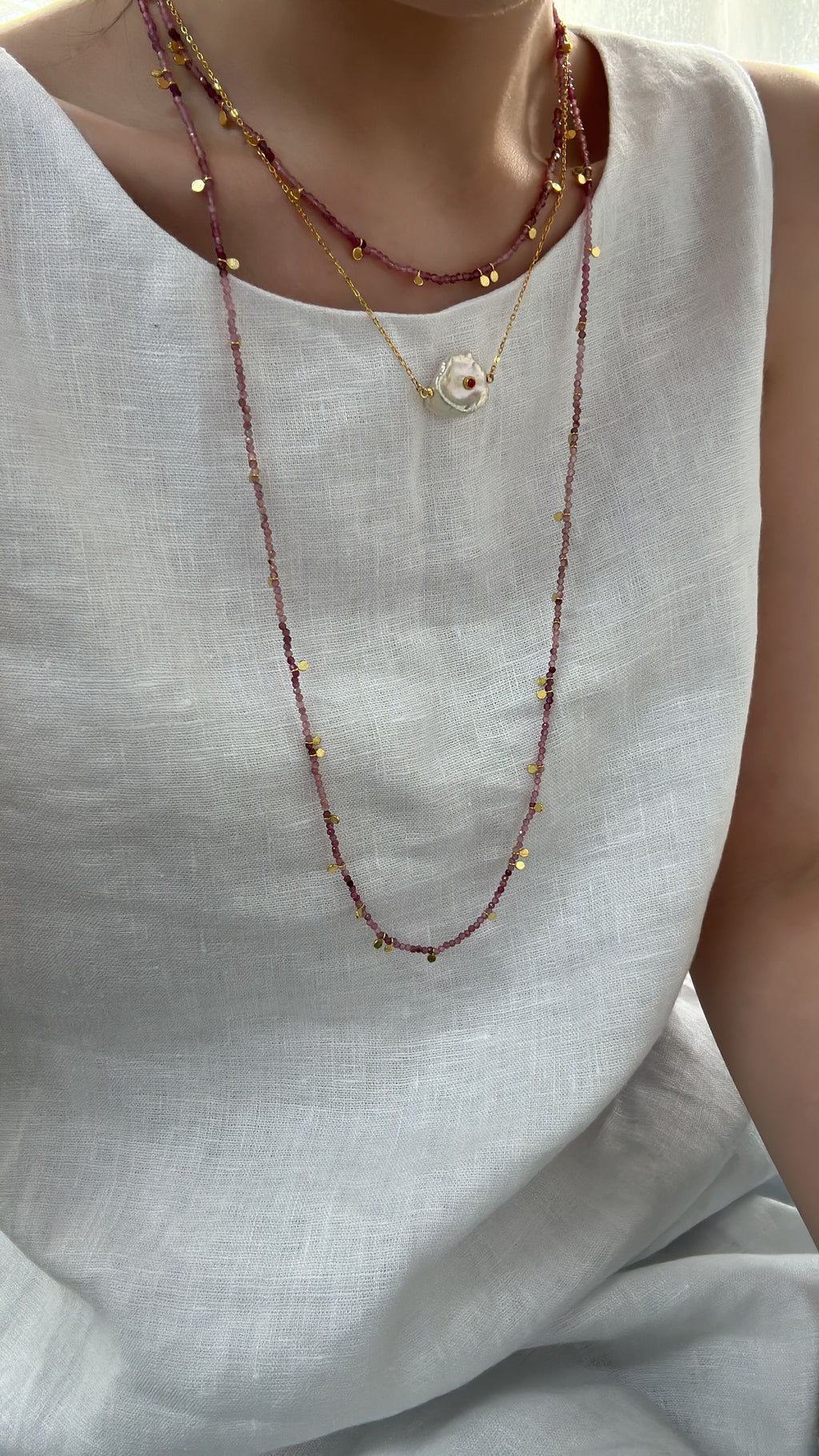 Ruby-inlaid Petal Necklace