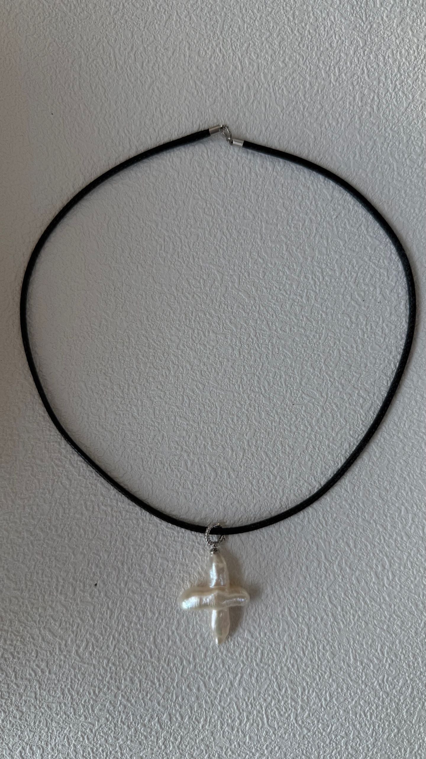 Leather Cord Cross Pendant