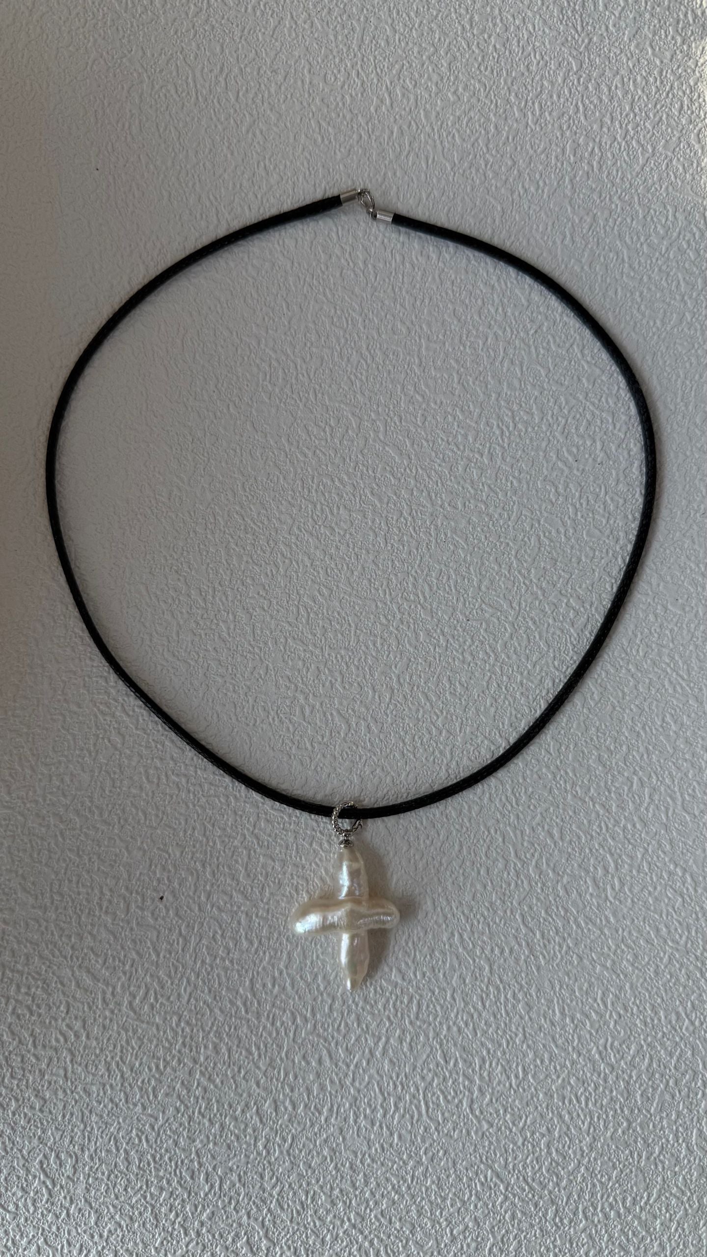 Leather Cord Cross Pendant