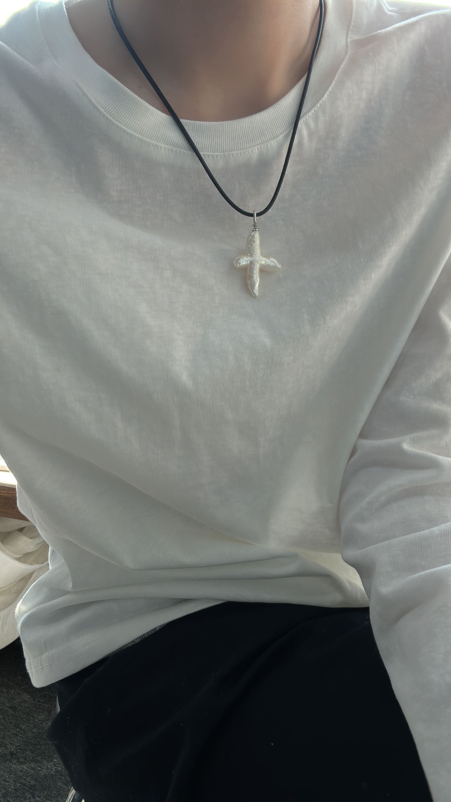 Leather Cord Cross Pendant