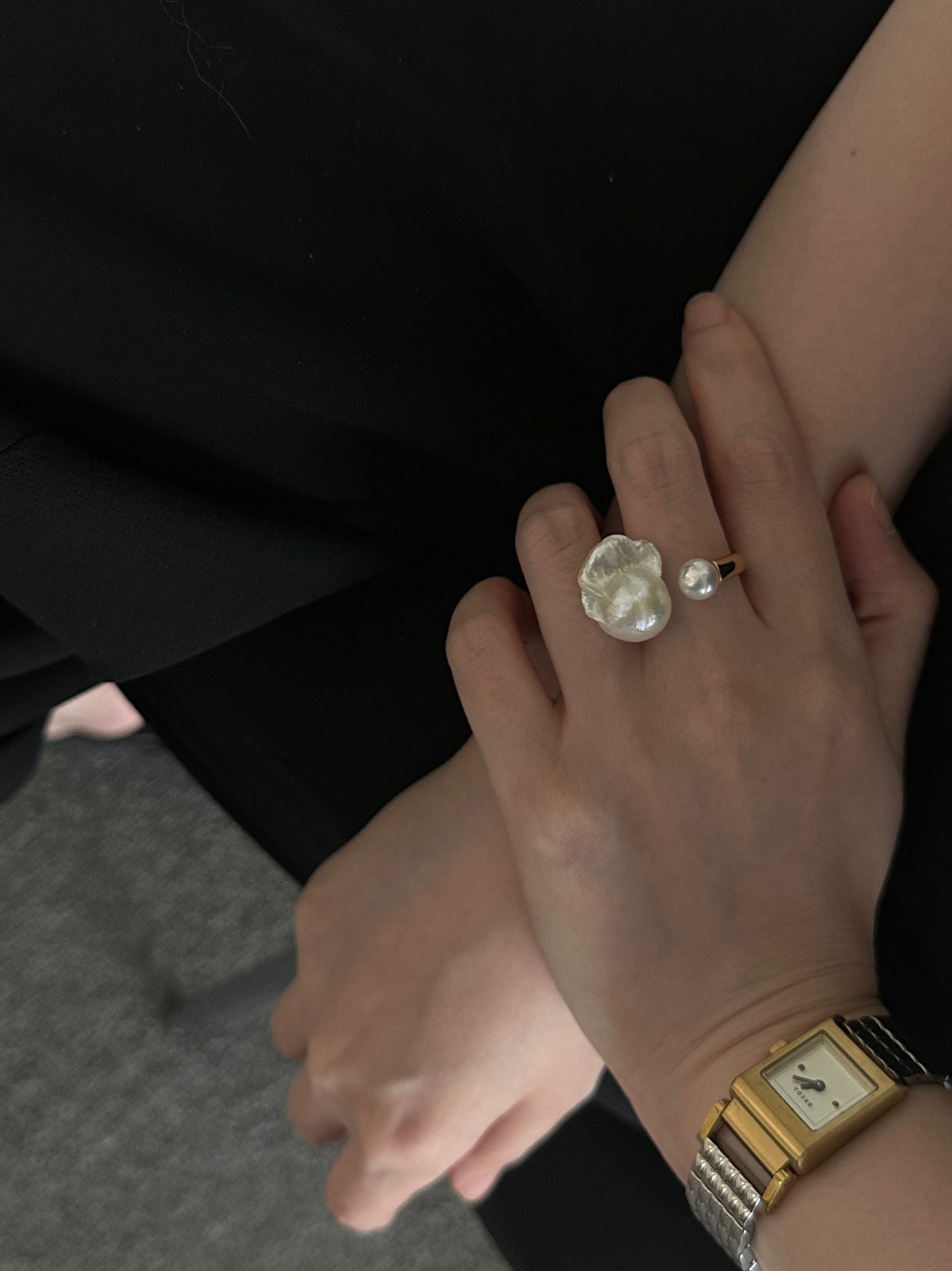 Oversized Pearl Open Ring