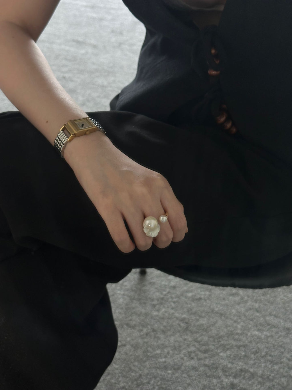 Oversized Pearl Open Ring