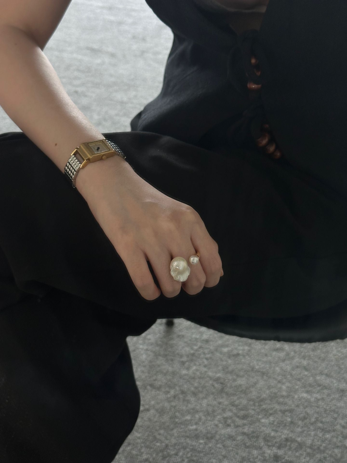 Oversized Pearl Open Ring