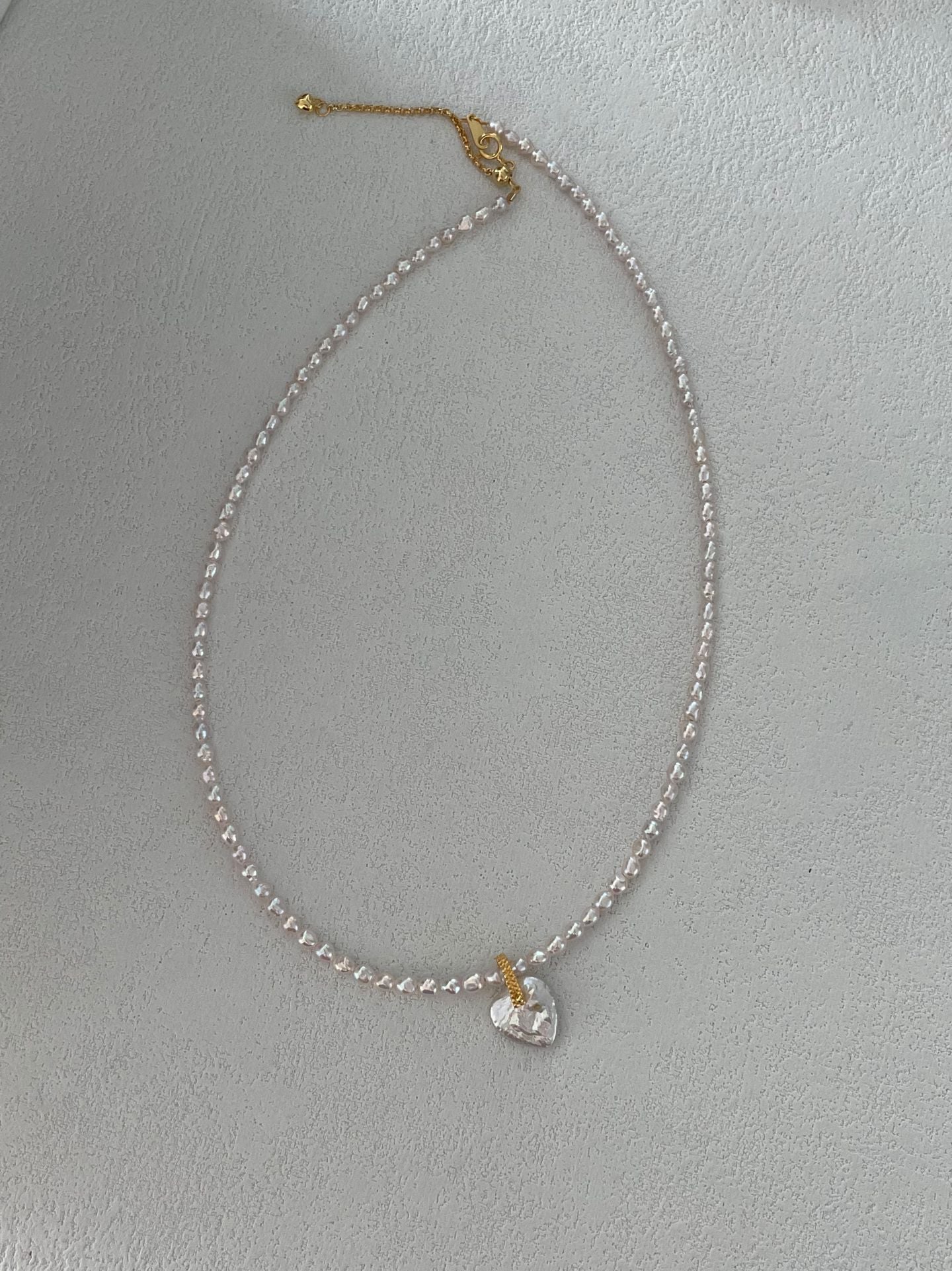 Fairy Pink Heart Pearl Necklace