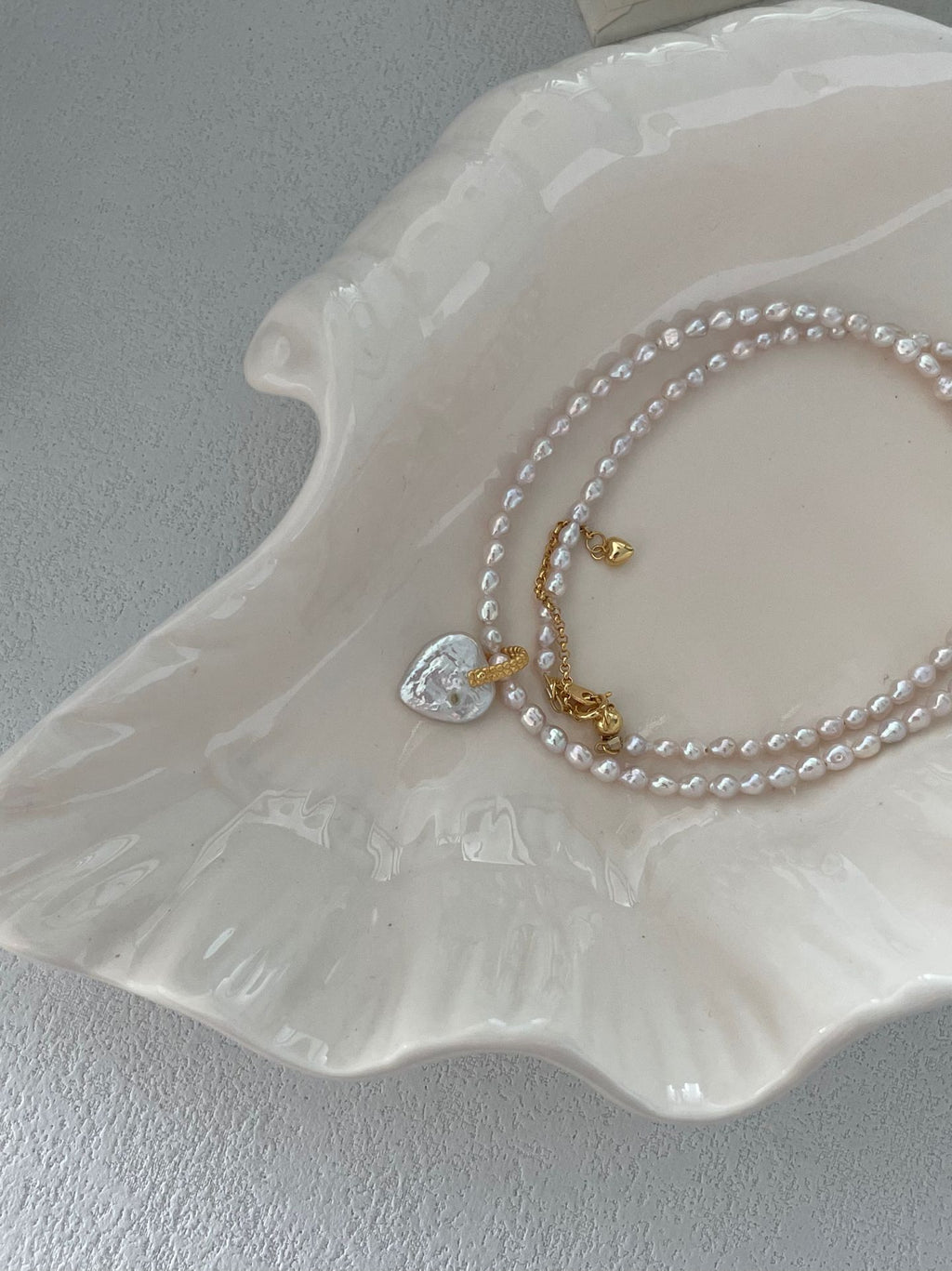 Fairy Pink Heart Pearl Necklace