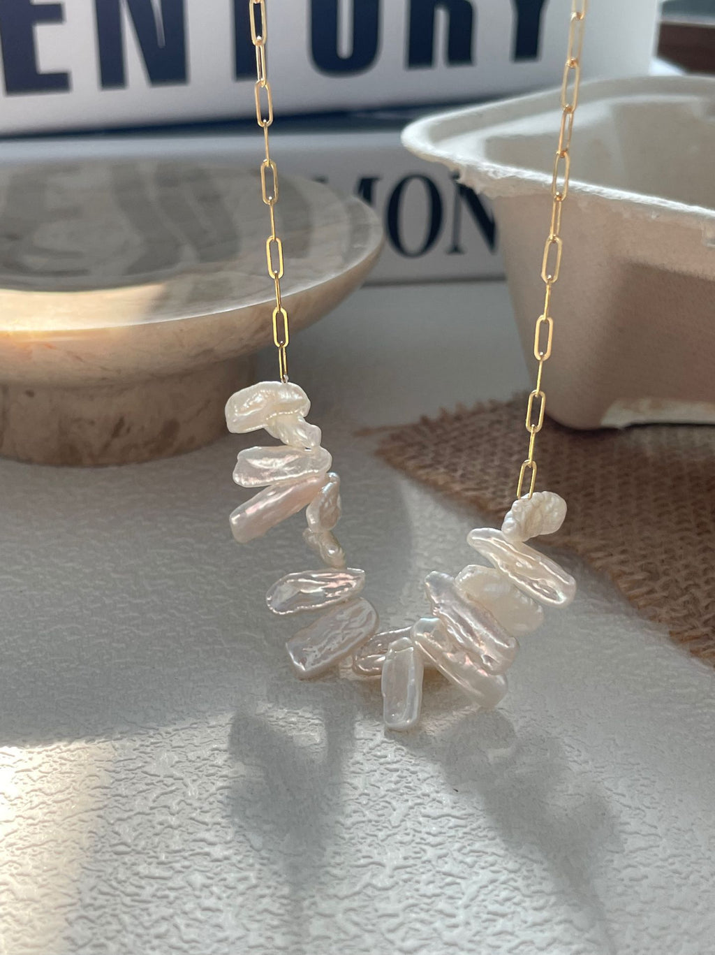 Irregular Smile Pearl Necklace