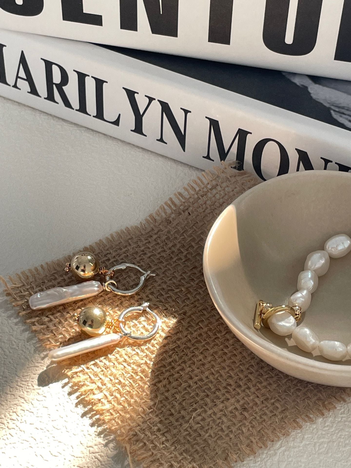 Golden Sphere Baroque Pearl Earrings - Lustrous Round Drop Earrings