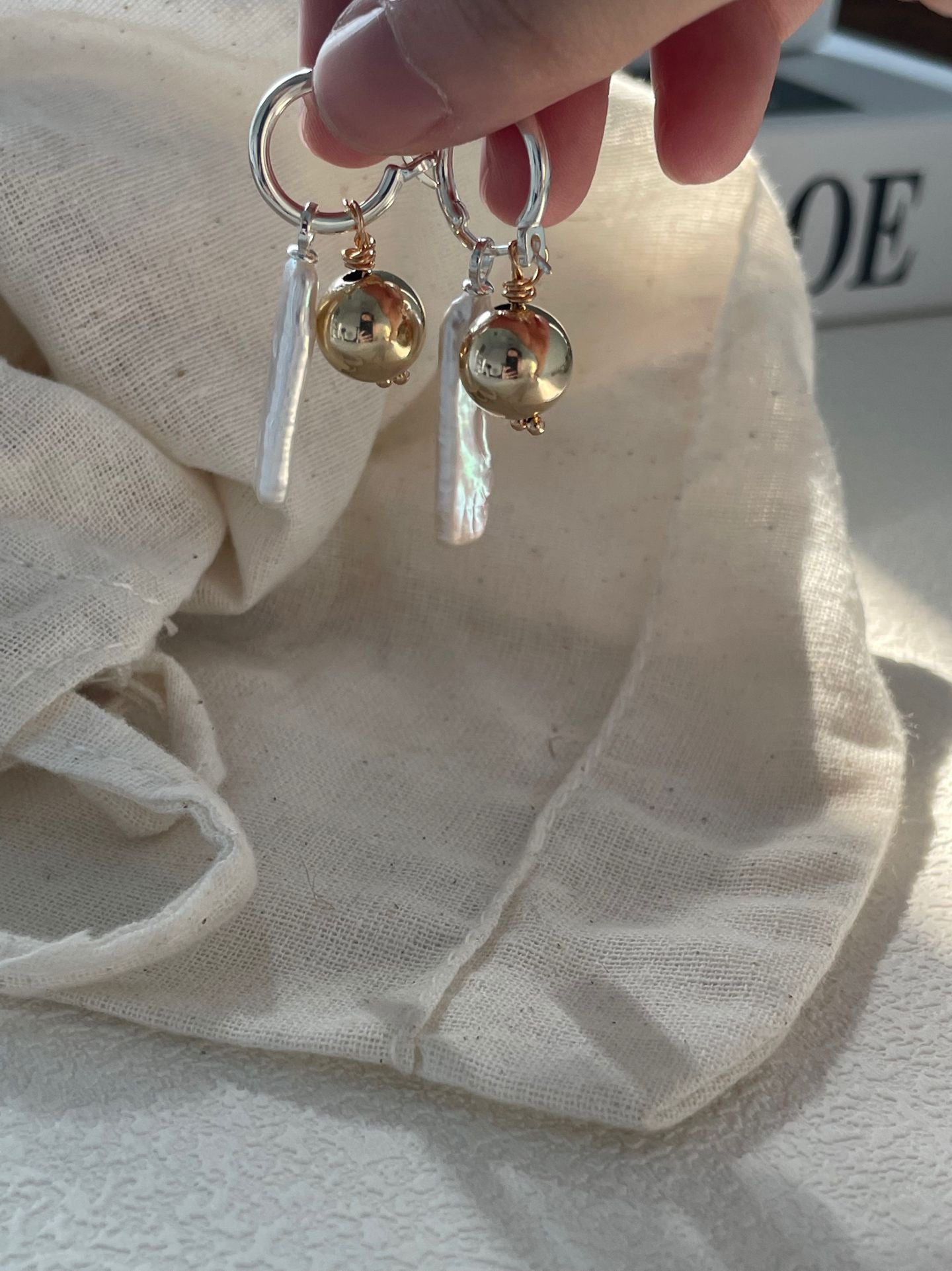 Golden Sphere Baroque Pearl Earrings - Lustrous Round Drop Earrings