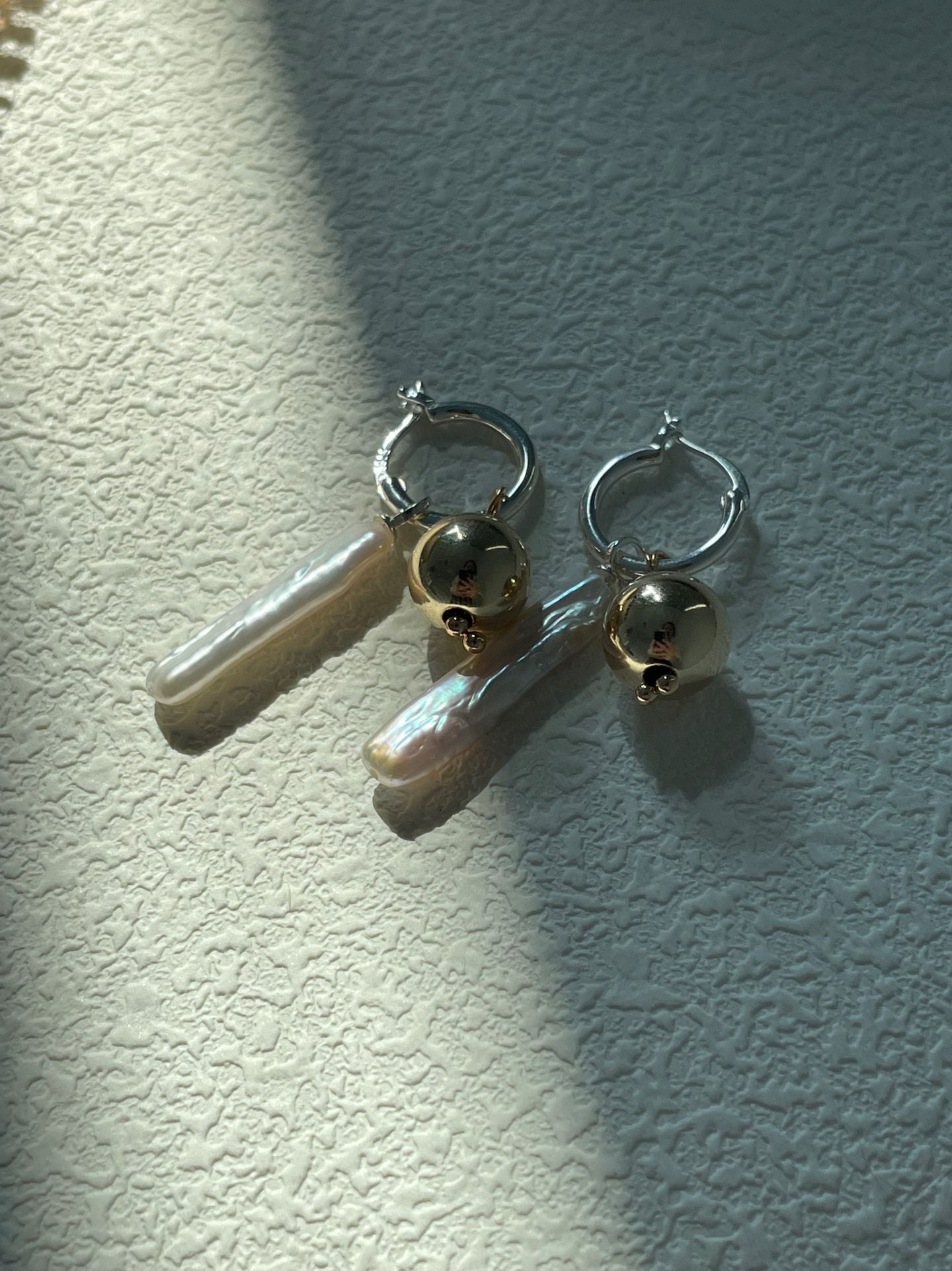 Golden Sphere Baroque Pearl Earrings - Lustrous Round Drop Earrings