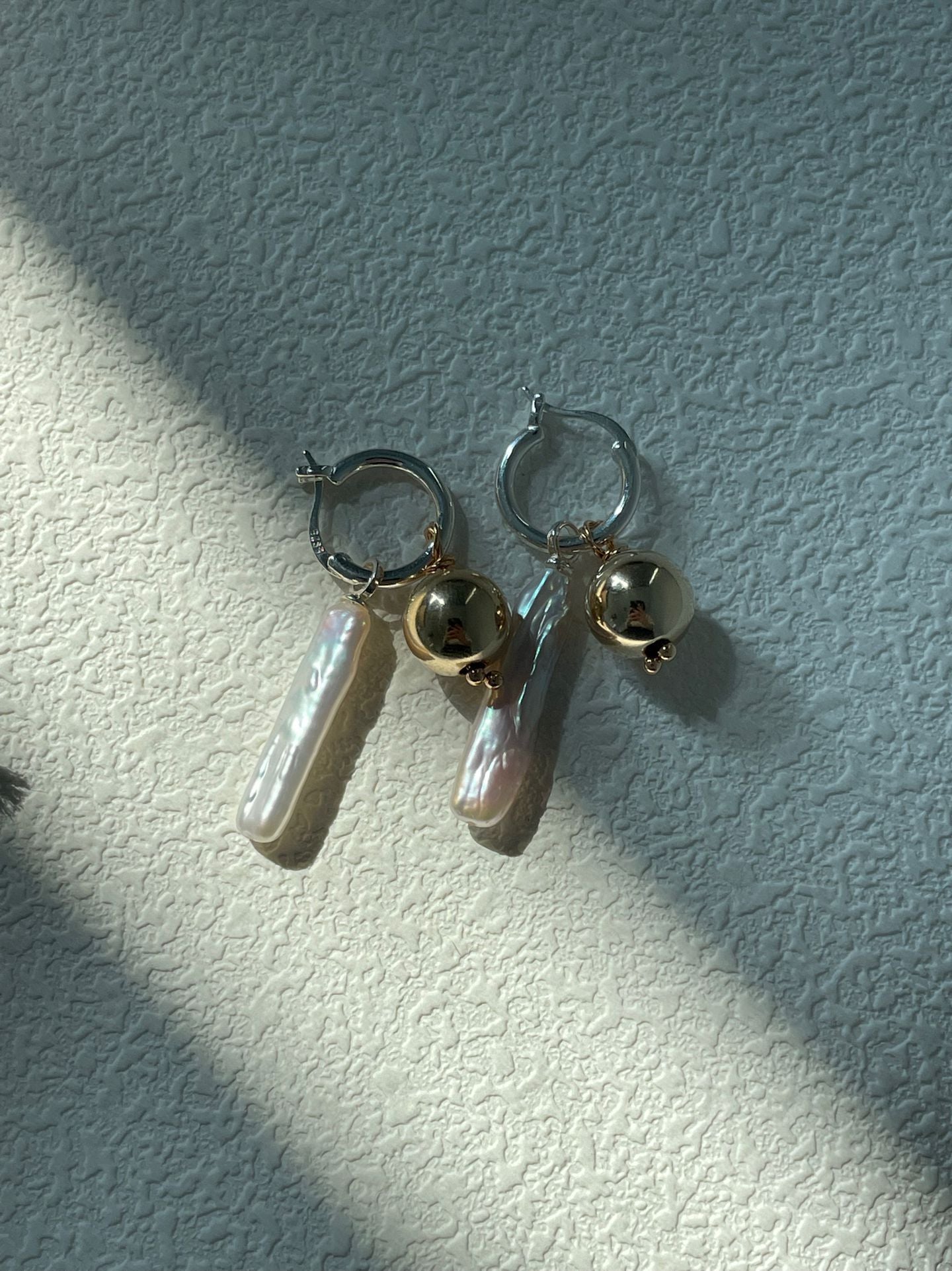 Golden Sphere Baroque Pearl Earrings - Lustrous Round Drop Earrings