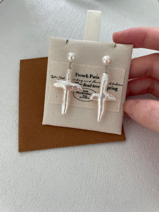 Cross Pearl Earrings