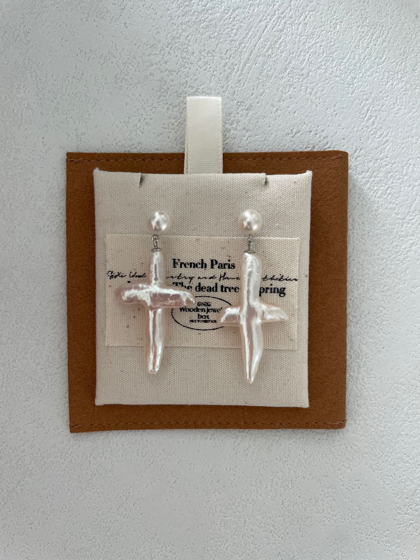 Cross Pearl Earrings