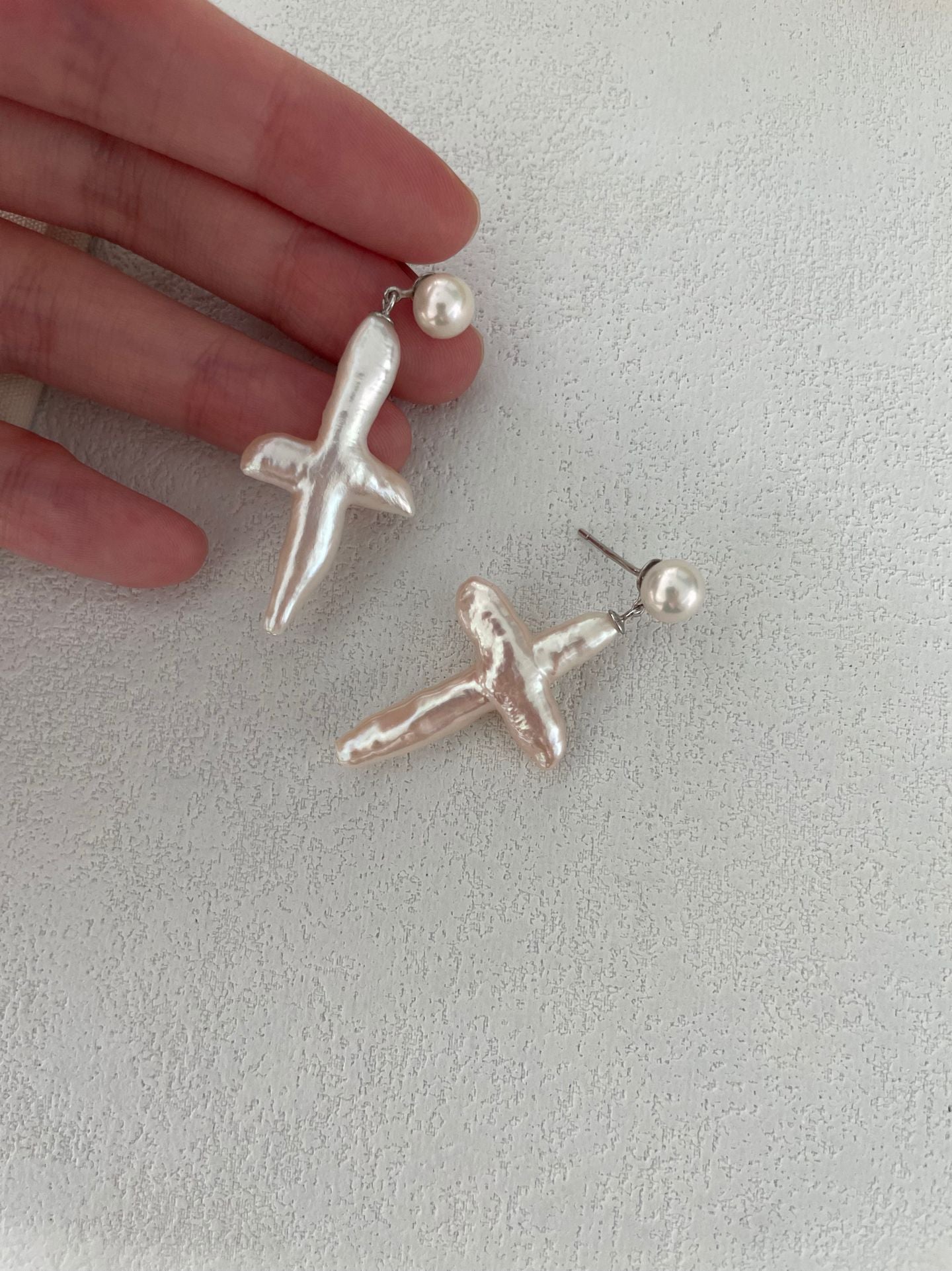 Cross Pearl Earrings