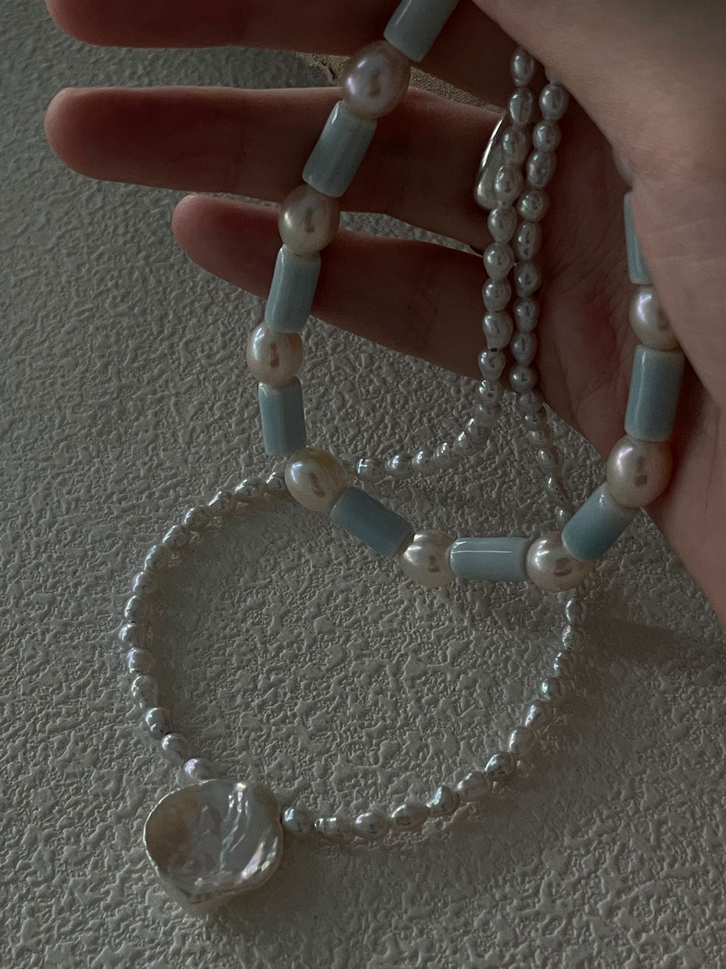 Pink & Blue Chunky Bead Necklace