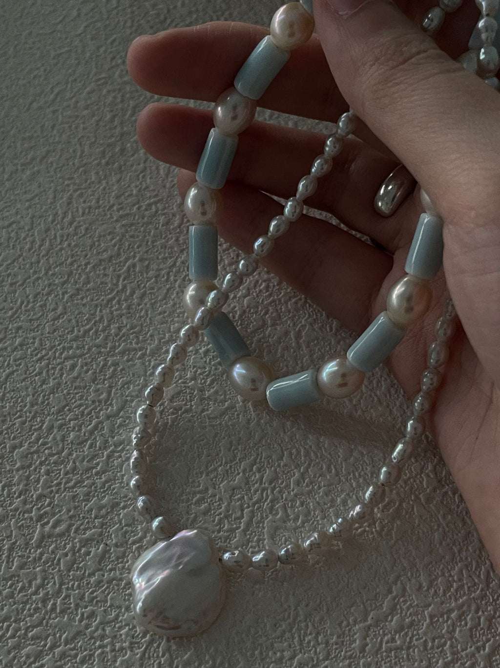 Pink & Blue Chunky Bead Necklace