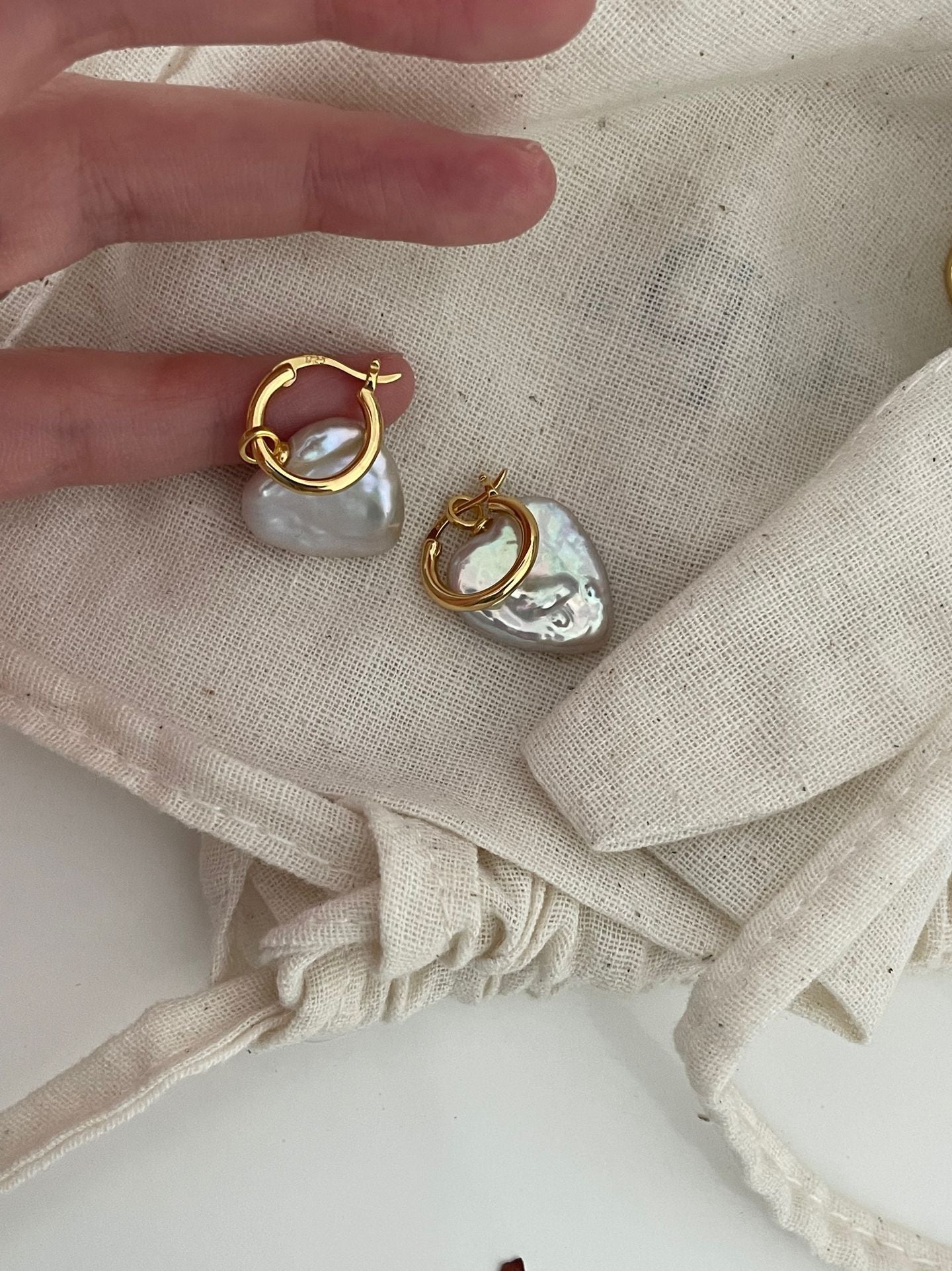Large Heart Baroque Pearl Earrings - Romantic Statement Earrings