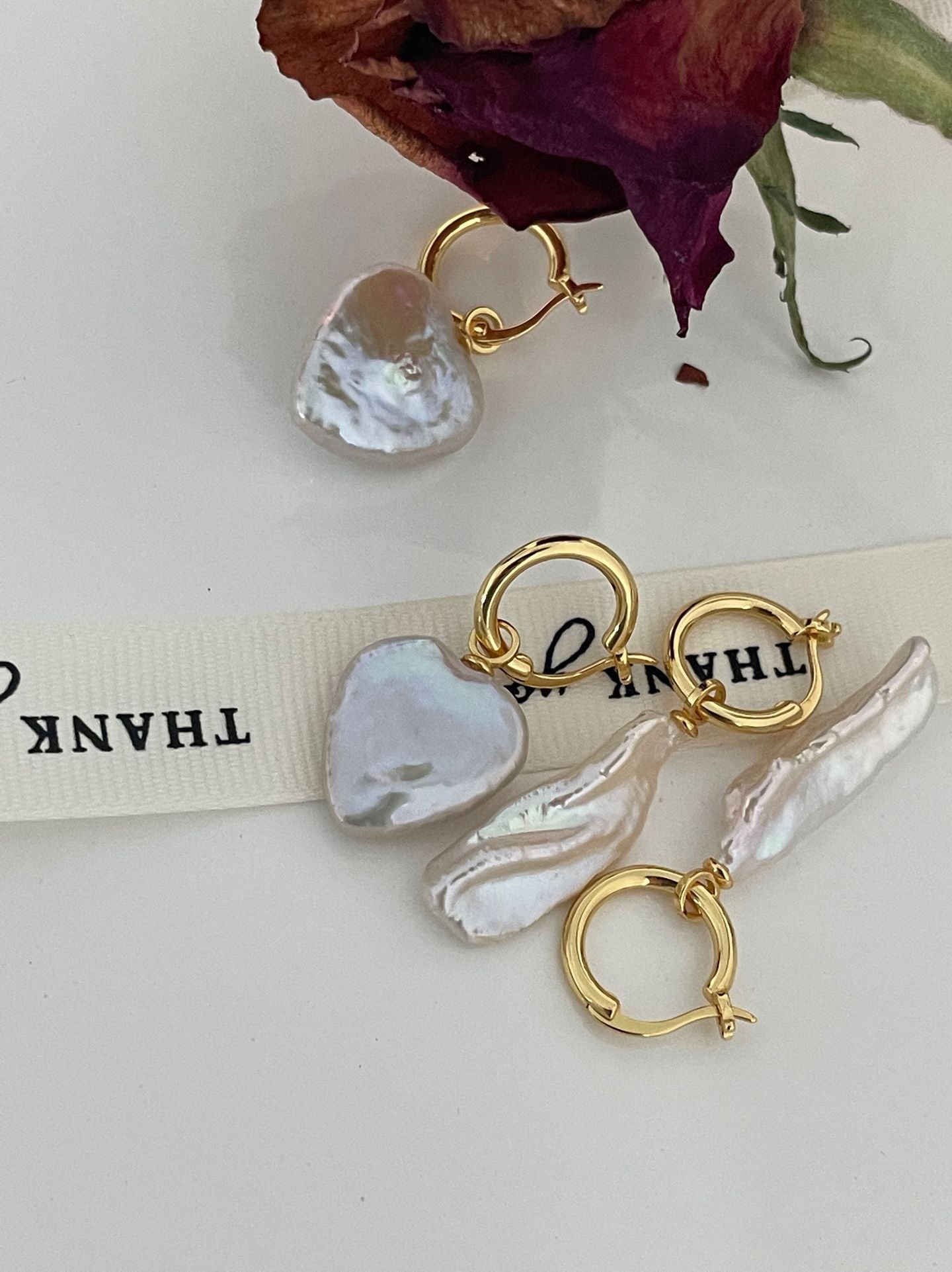 Large Heart Baroque Pearl Earrings - Romantic Statement Earrings
