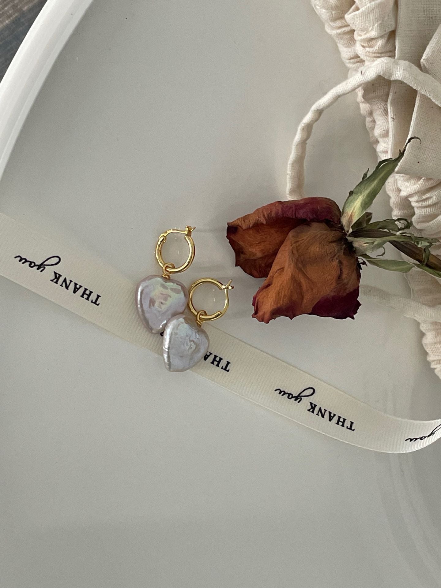 Large Heart Baroque Pearl Earrings - Romantic Statement Earrings